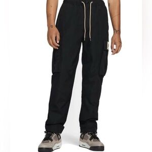 Nike Flight Heritage Athleisure Jordan Black Drawstring Cargo Pants Pockets S